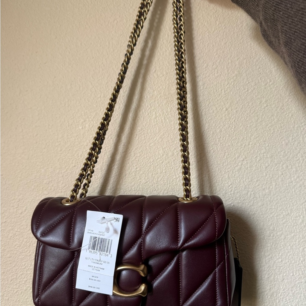 COACH Quilted Black Currant Tabby 20 Leather Shoulder Bag - Picture 13 of 13
